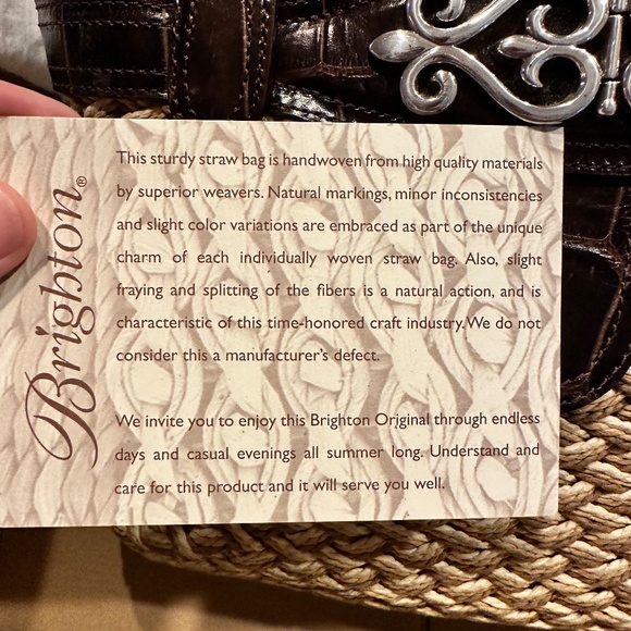 Authentic Brighton Kora Straw and Croc Handbag w/ storage bag and box - Picture 2 of 6